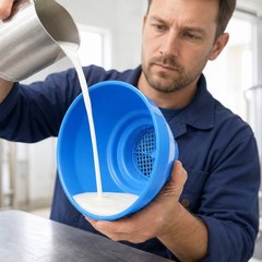 Milk Strainer with Strainer Insert Open-Top for Dairy Producers, Farmers