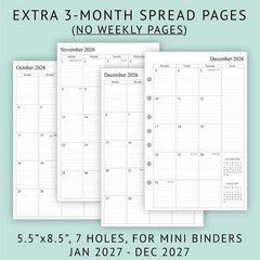 2027 Weekly & Monthly Planner Refill, 5-1/2″ x 8-1/2″, Jan 2027 to Dec 2027, …