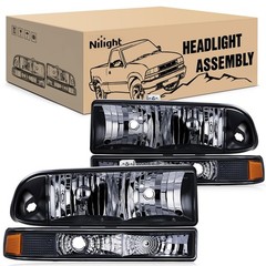Black Housing Headlights for 1998-2005 Chevy Blazer S10 Pickup Plug and Play