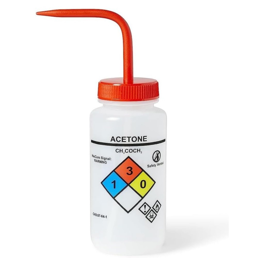 United Scientific™ Acetone Wash Bottle, 500mL LDPE Squeeze Dispenser