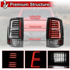 LED Tail Lights for Truck 1500 2009-2018 Matte Black Clear Lens