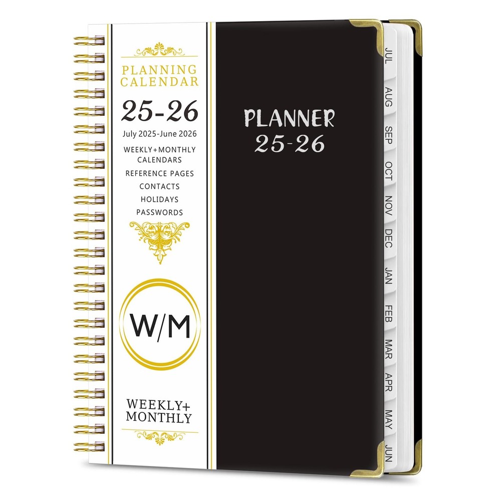 Jul 2025 -Jun 2026 Daily Planner, Spiral Notebook, Appointment Book, Calendar Pl