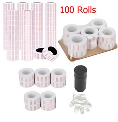 100 Rolls 60000pcs White Price Gun Labels for Mx-5500 + Free Refill Ink Roll