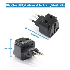 2 Pack US to Argentina Uruguay Brazil Australia Travel Adapter Plug Black