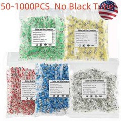 50-1000 Solder Seal Sleeve Heat Shrink Butt Wire Connectors Terminals Waterproof