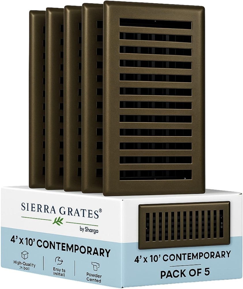 Sierra Grates 4″ x 10″ Contemporary Design Floor Register in Metallic Bronze Fin