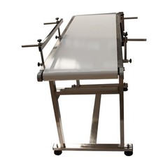53×15.7in White PVC Belt Conveyor Machine 110V Double Guardrails Speed Adjustabl