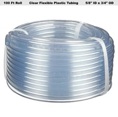 5/8 Inch ID x 3/4″ OD Clear Plastic Tubing 100 Feet Long Roll Flexible Vinyl NEW