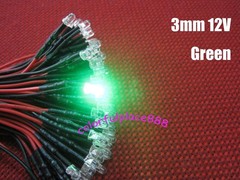 3mm 12V – 16V Pre-Wired Red Yellow Blue Green Warm White Orange UV Pink LED 20CM