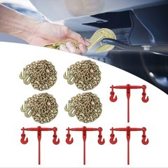 4 Pcs 3/8″-1/2″ Chain and Binder Kit Ratchet Load Binder 10FT Chains Hauling