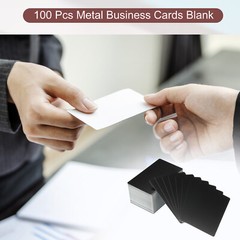 100pcs 0.45mm Metal Business Cards Laser Engraving Aluminum Card Matte Black