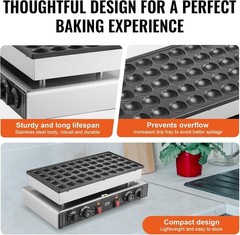 50PCS 1700W Commercial Electric Nonstick Waffle Maker Machine, 1.8 Inches Pan…