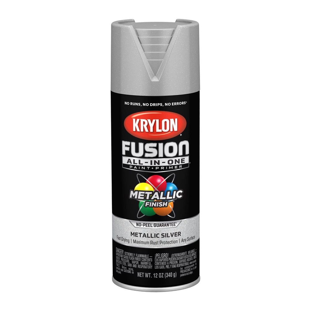 Krylon K02773007 12 Oz Silver Metallic Fusion All-In-One Spray Paint(Pack of 6)