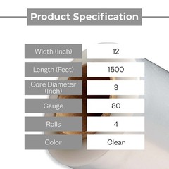 Blown Sigma Stretch Hand Wrap Film 12″ x 1500′ x 80 Gauge (4 Rolls)