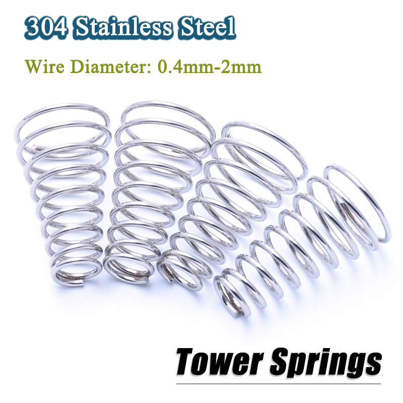 Stainless Steel Tower Springs Conical Cone Compression Spring Wire Dia 0.4mm-2mm