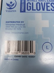 Vimartex Nitrile Vinyl Exam Gloves – Powder-Free, Latex-Free, Large Size