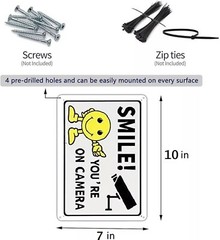 4 Pack WARNING SECURITY SMILE ON CAMERA NO TRESPASSING Aluminum Composite Sign