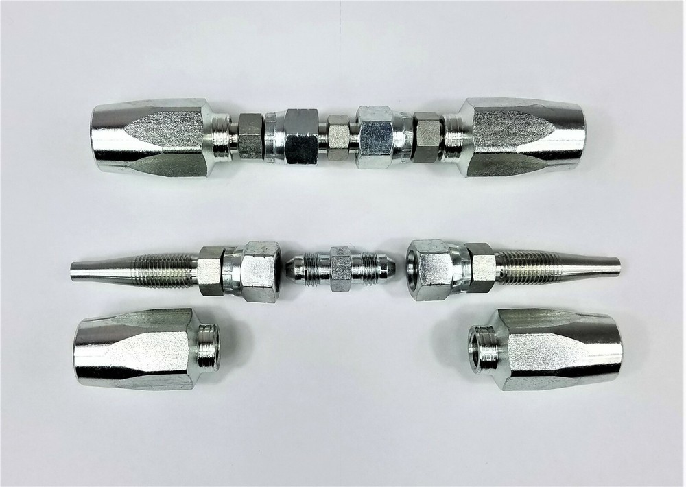 2 Hydraulic Hose Repair Kits – 1/4 ID 2-Wire Hose Reusable Field Repair Fitting