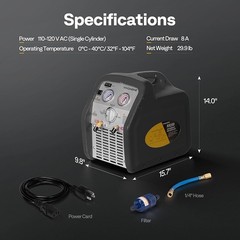 Refrigerant Recovery Machine 3/4HP SingleCylinder AC HVAC Recycling Tool 1750rpm