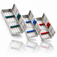 3 GERMAN DENTAL AUTOCLAVE STERILIZATION CASSETTE RACK BOX TRAY FOR 5 INSTRUMENT