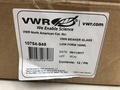 (QTY.48) VWR 10754-948 100mL LOW FORM GLASS BEAKER