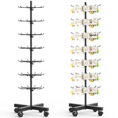 7-Tier Metal Rotating Display Stand With Hooks for Store Snack Jewelry Key Black