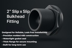 2″ Bulkhead Fitting Slip x Slip ABS Aquarium Tank Water Tank Plumbing USA Made