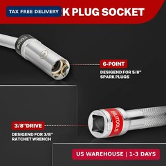 Magnetic Spark Plug Socket 5/8-inch Thin Wall Swivel 3/8-inch Drive Motorcycles