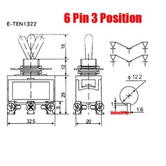 E-TEN1021/1221/1321 Rocker Switches Toggle Switch 2/3/4/6 Pin 2/3 Position 250V