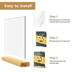Comix 8.5×11 Acrylic Sign Holder with Wood Base 3 Pack Clear Table Display St…