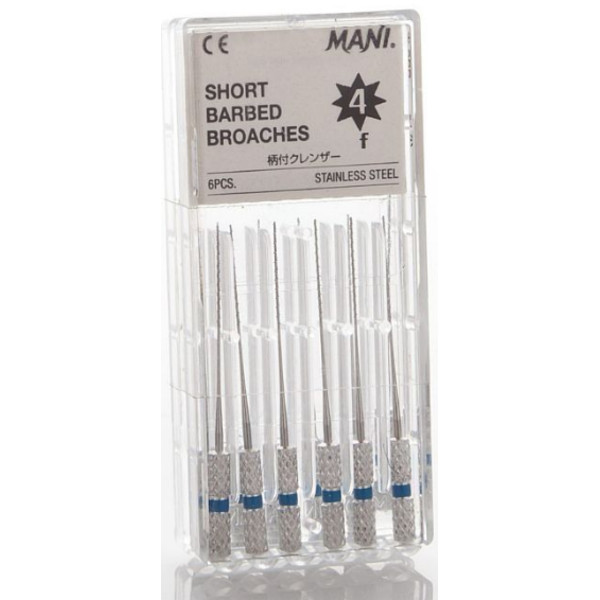 Mani 1508 Short Barbed Endodontic Dental Broaches #5 Medium 6/Pk