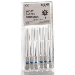 Mani 1508 Short Barbed Endodontic Dental Broaches #5 Medium 6/Pk