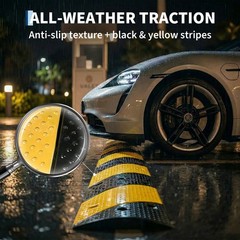 2 Pack 3.3 Ft Rubber Speed Bump, Heavy Duty Speed Bumps, 25,000 LBS Capacity