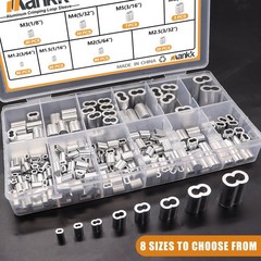 320 Pcs Aluminum Crimping Loop Sleeve 8 Sizes Wire Rope Sleeves Ferrules Kit
