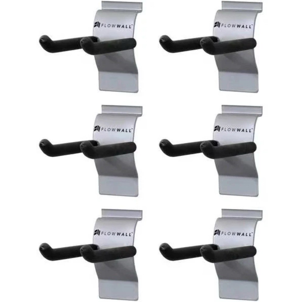 Flow Wall Slatwall Dbl Hook,Steel,LdCap:50lb,PK6 FSH-041-6 Flow Wall FSH-041-6