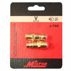 Milton S760 1/4″ MNPT Male V-Style High Flow Plug, (Brass) 2 pcs