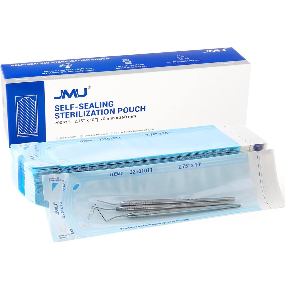 JMU Self Sealing Dental Sterilization Pouches 2.75″ x 10″, 200/Box 2.75″ x 10″