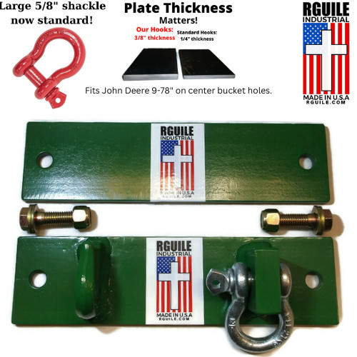 Bucket Hook and Shackle bolt on tractor John Deere factory bucket holes 9-7/8