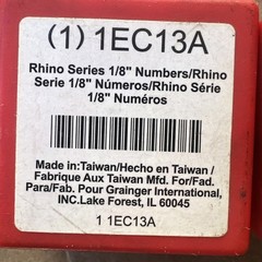 Rhino Series Number Set 1/8” Numbers 0-9 Pc. Set