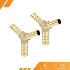 2 x Reducing Barb Hose Fitting Y-Shape Pipe Connector Brass 3/8″ x 5/16″ x 5/16″