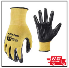 FIRM GRIP Work Gloves Men’s Large Nitrile Coated Machine Washable Yellow 10 Pack