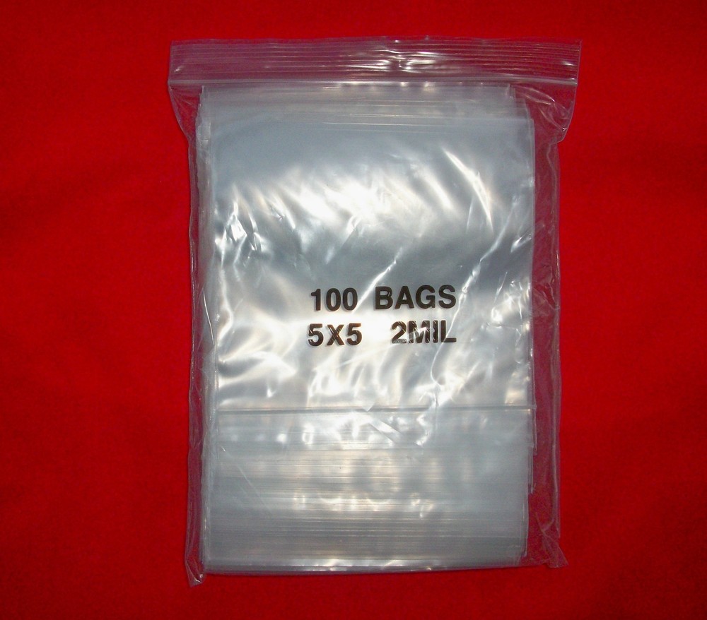 100 new zip lock worm bags REGULAR POLY for soft plastic baits 5″ x 5″ 2 mil