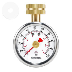 0-100 Psi Water Pressure Gauge Test with Lazy Hand, Lead-Free, 2-1/2″ Dial Size,