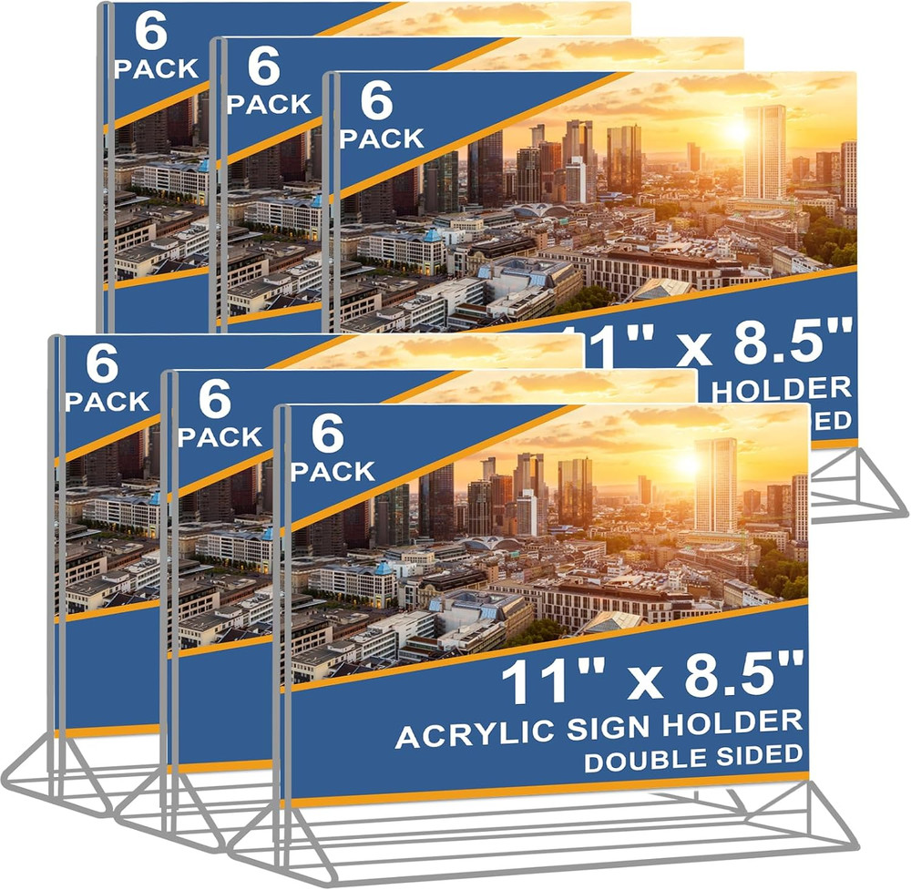 Horizontal Acrylic Sign Holder 8.5 X 11 – Double Sided T Shape Menu Table Stand