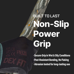 Nylon Work Gloves FN320, 3D Comfort Fit, Power Grip, Lightweight & Breathable, T
