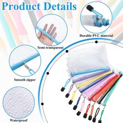 36 Pcs Mesh Zipper Pouch, 4.7×6.5 inch Waterproof Zip Mesh Bags with 2 Sheets…