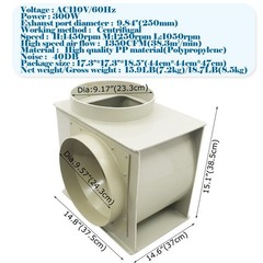 110V 60HZ Laboratory PP Centrifugal Blower Fan Anti-corrosion Fume Hood 300W