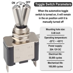 3 PCS LED Lighted Rocker Toggle Switch, 12V SPST 3 Pin 2 Position ON/Off Rock…