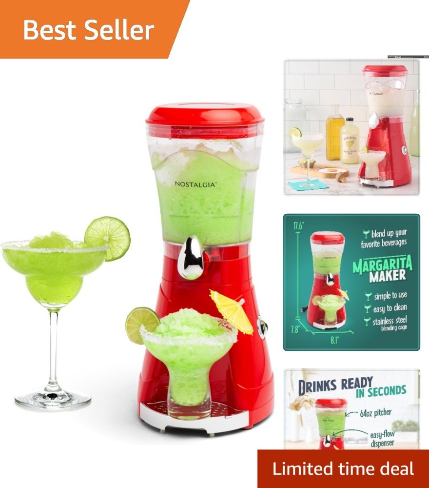 64 Oz Red Margarita & Slush Maker – Powerful Blender for Daiquiris & Smoothies