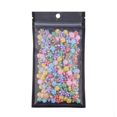 100pc Matte Clear Front Black Back PE Zip Lock Bags w/ Hang Hole 10x18cm 4x7in